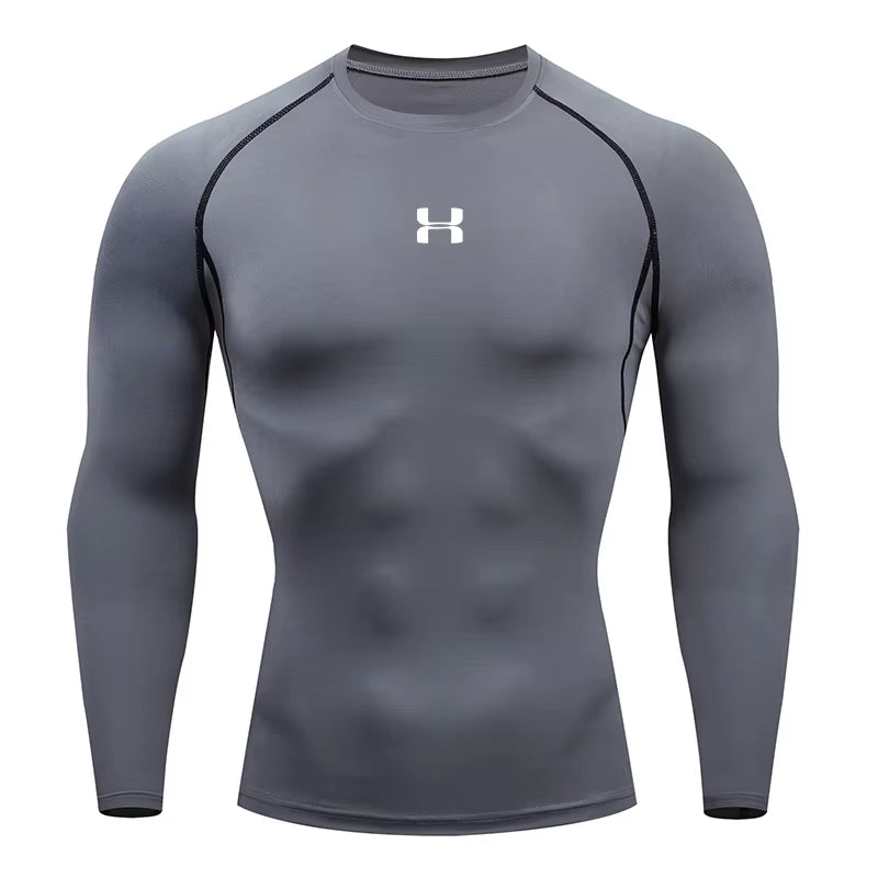 Men Running Compression T-Shirt Long Sleeves Sport Tees Gym Fitness Sweatshirt Male Jogging Tracksuit Homme Athletic Shirt Tops