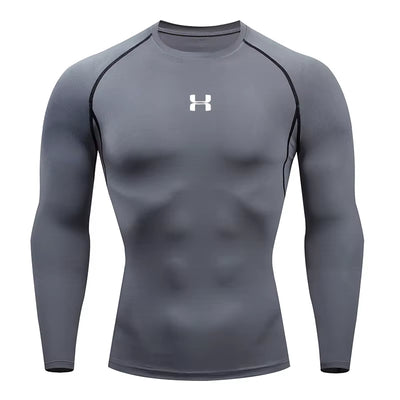 Men Running Compression T-Shirt Long Sleeves Sport Tees Gym Fitness Sweatshirt Male Jogging Tracksuit Homme Athletic Shirt Tops