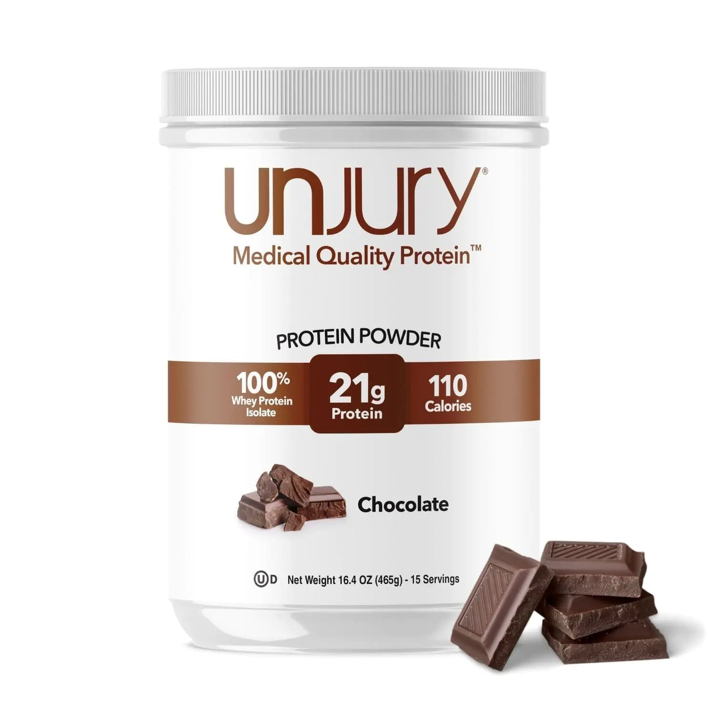 Unjury Whey Protein Powder | Chocolate Protein Powder | 21g 100% Whey Isolate Protein Powder | Low Carb and Lactose Free | Gluten Free Whey Protein Isolate | Certified Kosher | 15 Servings