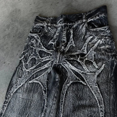 Spider Embroidery Patch Jeans