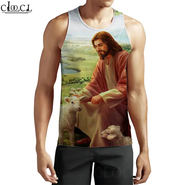 3D Pattern Christian Jesus Tank Top for Men