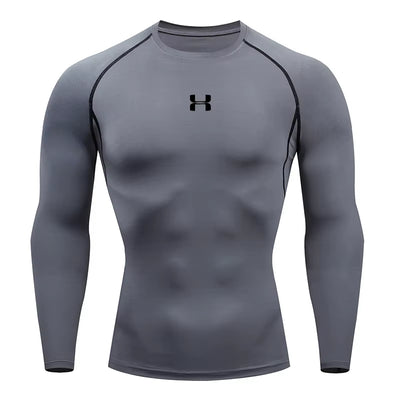 Men Running Compression T-Shirt Long Sleeves Sport Tees Gym Fitness Sweatshirt Male Jogging Tracksuit Homme Athletic Shirt Tops