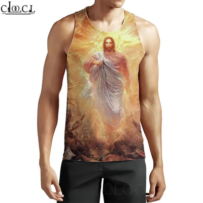 3D Pattern Christian Jesus Tank Top for Men