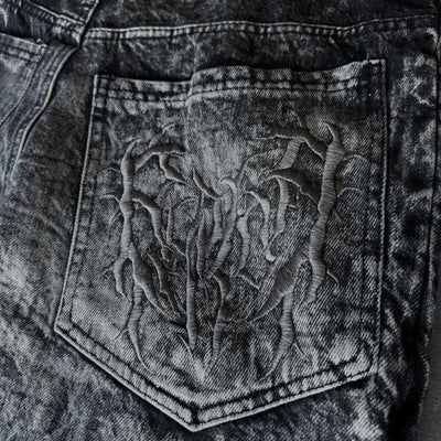Spider Embroidery Patch Jeans