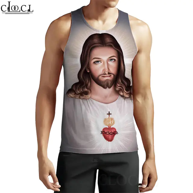 3D Pattern Christian Jesus Tank Top for Men