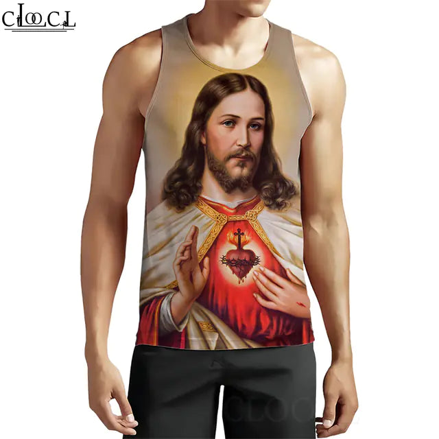 3D Pattern Christian Jesus Tank Top for Men