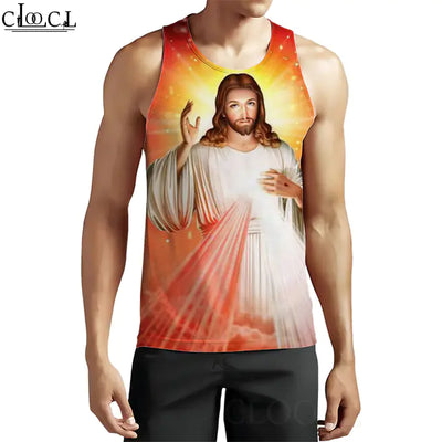 3D Pattern Christian Jesus Tank Top for Men