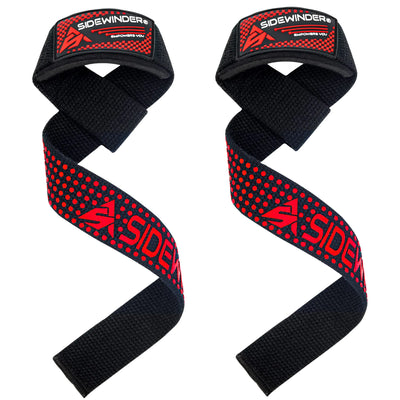 Sidewinder Weightlifting Straps Gym Fitness Training Hand Bar Wrist Support Bodybuilding Workout Deadlifts (Black)