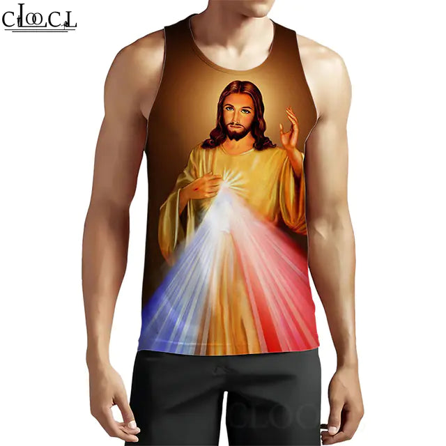 3D Pattern Christian Jesus Tank Top for Men