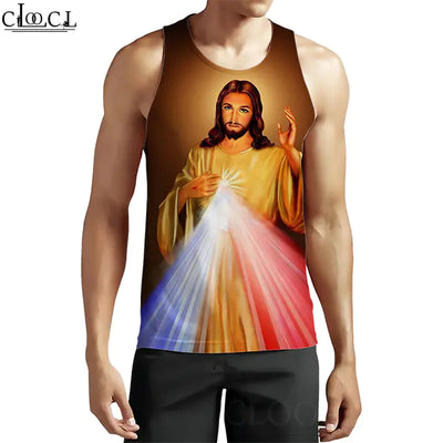 3D Pattern Christian Jesus Tank Top for Men