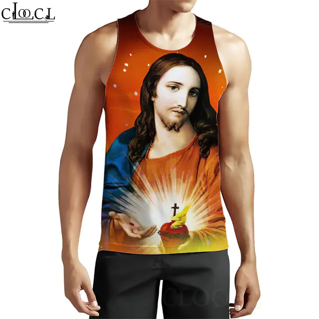 3D Pattern Christian Jesus Tank Top for Men