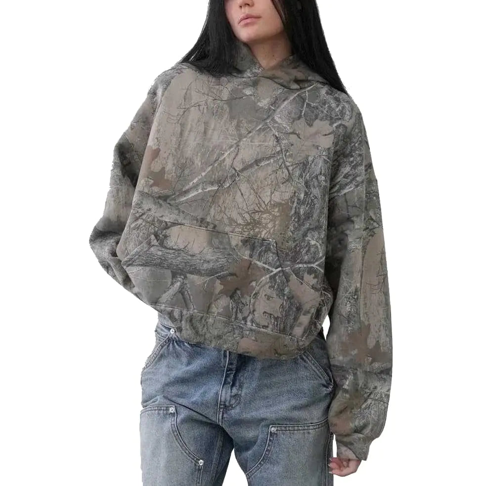 Pokn Leopard Print Hoodie Camo Hoodies Cheetah Print Streetwear Oversized Hoodies Sweatshirt Hooded Y2k Graphic Hoodies (BX-Large)