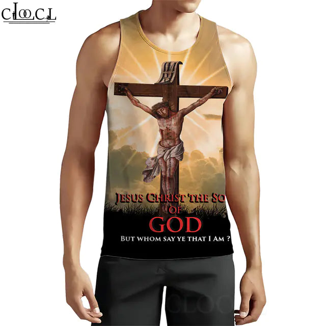 3D Pattern Christian Jesus Tank Top for Men