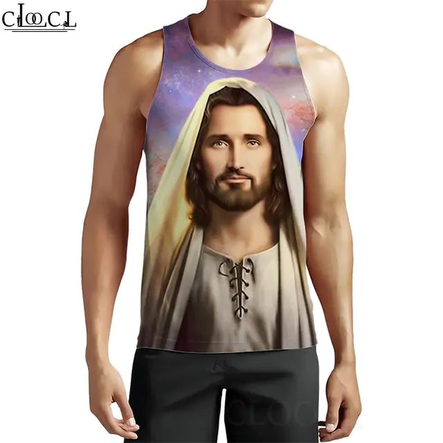 3D Pattern Christian Jesus Tank Top for Men