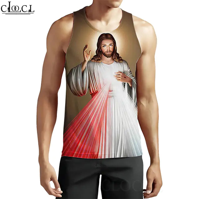 3D Pattern Christian Jesus Tank Top for Men
