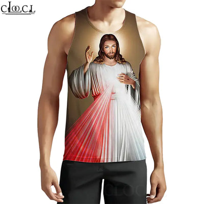 3D Pattern Christian Jesus Tank Top for Men