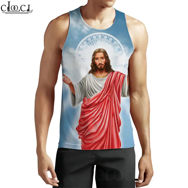 3D Pattern Christian Jesus Tank Top for Men